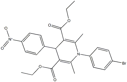 diethyl 1-(4-bromophenyl)-4-{4-nitrophenyl}-2,6-dimethyl-1,4-dihydro-3,5-pyridinedicarboxylate Struktur