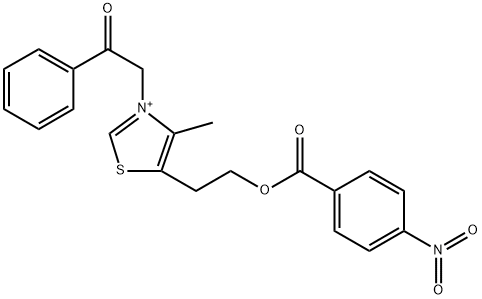 4-methyl-5-{2-[(4-nitrobenzoyl)oxy]ethyl}-3-(2-oxo-2-phenylethyl)-1,3-thiazol-3-ium Struktur