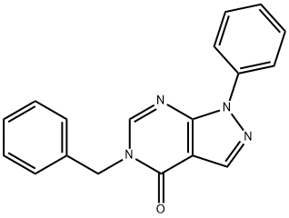 5-benzyl-1-phenyl-1,5-dihydro-4H-pyrazolo[3,4-d]pyrimidin-4-one Struktur