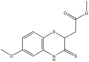 methyl (6-methoxy-3-thioxo-3,4-dihydro-2H-1,4-benzothiazin-2-yl)acetate Struktur