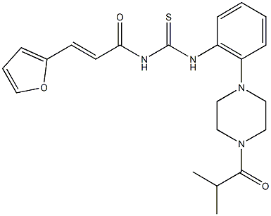 N-[3-(2-furyl)acryloyl]-N'-[2-(4-isobutyryl-1-piperazinyl)phenyl]thiourea Struktur