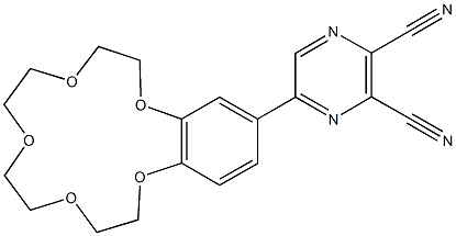 5-(2,3,5,6,8,9,11,12-octahydro-1,4,7,10,13-benzopentaoxacyclopentadecin-15-yl)-2,3-pyrazinedicarbonitrile Struktur