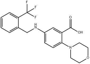 2-(4-morpholinyl)-5-{[2-(trifluoromethyl)benzyl]amino}benzoic acid Struktur