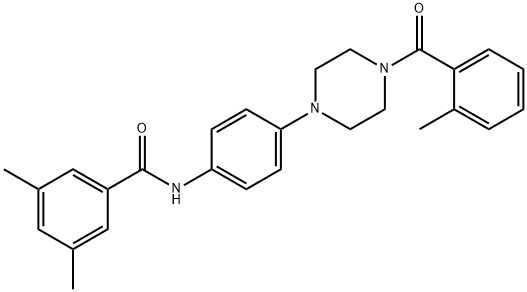 3,5-dimethyl-N-{4-[4-(2-methylbenzoyl)-1-piperazinyl]phenyl}benzamide Struktur