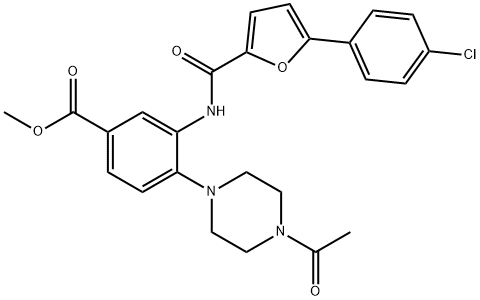 methyl 4-(4-acetyl-1-piperazinyl)-3-{[5-(4-chlorophenyl)-2-furoyl]amino}benzoate Struktur