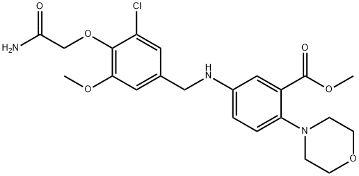 methyl 5-{[4-(2-amino-2-oxoethoxy)-3-chloro-5-methoxybenzyl]amino}-2-(4-morpholinyl)benzoate Struktur