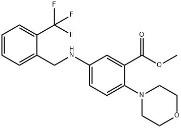 methyl 2-(4-morpholinyl)-5-{[2-(trifluoromethyl)benzyl]amino}benzoate Struktur