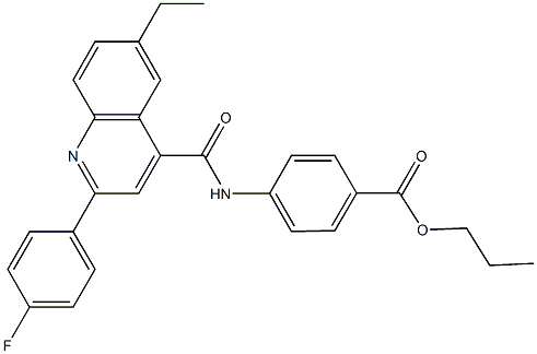 propyl 4-({[6-ethyl-2-(4-fluorophenyl)-4-quinolinyl]carbonyl}amino)benzoate Struktur