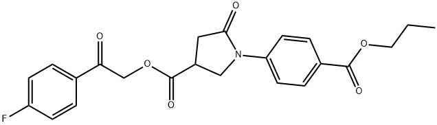 2-(4-fluorophenyl)-2-oxoethyl 5-oxo-1-[4-(propoxycarbonyl)phenyl]-3-pyrrolidinecarboxylate Struktur