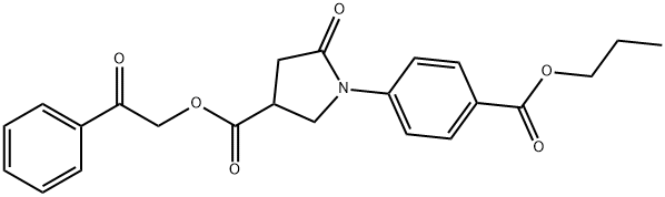 2-oxo-2-phenylethyl 5-oxo-1-[4-(propoxycarbonyl)phenyl]-3-pyrrolidinecarboxylate Struktur