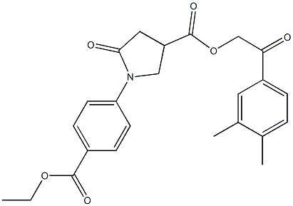 2-(3,4-dimethylphenyl)-2-oxoethyl 1-[4-(ethoxycarbonyl)phenyl]-5-oxo-3-pyrrolidinecarboxylate Struktur