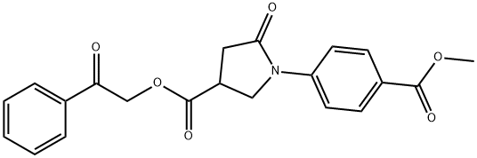 2-oxo-2-phenylethyl 1-[4-(methoxycarbonyl)phenyl]-5-oxo-3-pyrrolidinecarboxylate Struktur