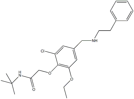 N-(tert-butyl)-2-(2-chloro-6-ethoxy-4-{[(2-phenylethyl)amino]methyl}phenoxy)acetamide Struktur