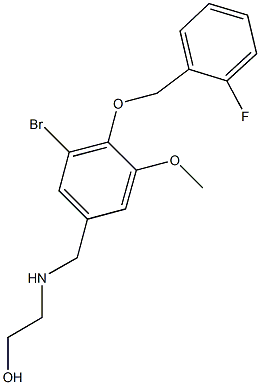 2-({3-bromo-4-[(2-fluorobenzyl)oxy]-5-methoxybenzyl}amino)ethanol Struktur