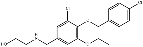 2-({3-chloro-4-[(4-chlorobenzyl)oxy]-5-ethoxybenzyl}amino)ethanol Struktur