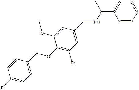 N-{3-bromo-4-[(4-fluorobenzyl)oxy]-5-methoxybenzyl}-N-(1-phenylethyl)amine Struktur