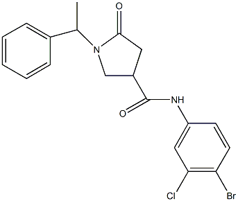 N-(4-bromo-3-chlorophenyl)-5-oxo-1-(1-phenylethyl)-3-pyrrolidinecarboxamide Struktur