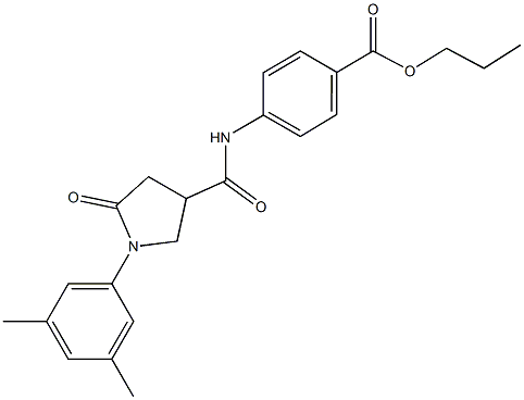 propyl 4-({[1-(3,5-dimethylphenyl)-5-oxo-3-pyrrolidinyl]carbonyl}amino)benzoate Struktur