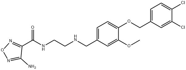 4-amino-N-[2-({4-[(3,4-dichlorobenzyl)oxy]-3-methoxybenzyl}amino)ethyl]-1,2,5-oxadiazole-3-carboxamide Struktur