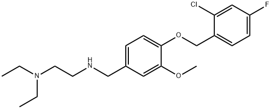 N-{4-[(2-chloro-4-fluorobenzyl)oxy]-3-methoxybenzyl}-N-[2-(diethylamino)ethyl]amine Struktur