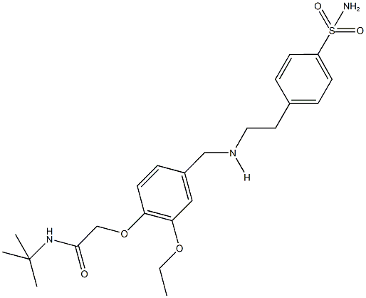 2-{4-[({2-[4-(aminosulfonyl)phenyl]ethyl}amino)methyl]-2-ethoxyphenoxy}-N-(tert-butyl)acetamide Struktur