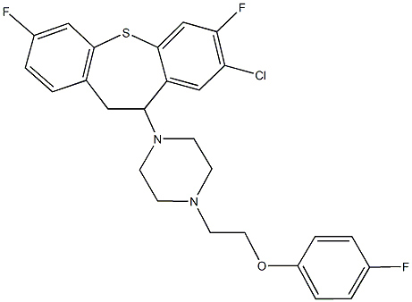 2-[4-(8-chloro-3,7-difluoro-10,11-dihydrodibenzo[b,f]thiepin-10-yl)-1-piperazinyl]ethyl 4-fluorophenyl ether Struktur