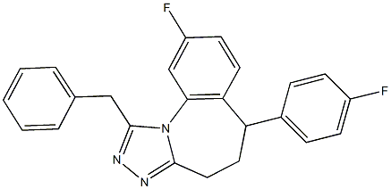 1-benzyl-9-fluoro-6-(4-fluorophenyl)-5,6-dihydro-4H-[1,2,4]triazolo[4,3-a][1]benzazepine Struktur