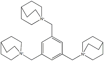 1-[3,5-bis(1-azoniabicyclo[2.2.2]oct-1-ylmethyl)benzyl]-1-azoniabicyclo[2.2.2]octane Struktur