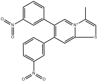 3-methyl-6,7-bis(3-nitrophenyl)[1,3]thiazolo[3,2-a]pyridin-4-ium Struktur