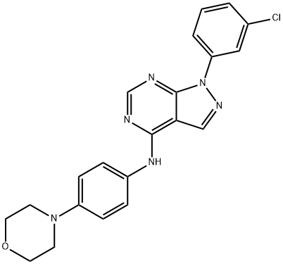 N-[1-(3-chlorophenyl)-1H-pyrazolo[3,4-d]pyrimidin-4-yl]-N-[4-(4-morpholinyl)phenyl]amine Struktur