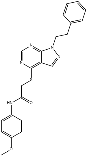 N-(4-methoxyphenyl)-2-{[1-(2-phenylethyl)-1H-pyrazolo[3,4-d]pyrimidin-4-yl]sulfanyl}acetamide Struktur