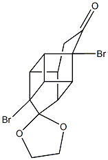 5,9-dibromospiro(pentacyclo[5.4.0.0~2,5~.0~3,9~.0~4,8~]undecane-6,2'-[1,3]-dioxolane)-10-one Struktur