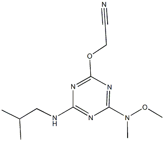 ({4-(isobutylamino)-6-[methoxy(methyl)amino]-1,3,5-triazin-2-yl}oxy)acetonitrile Struktur