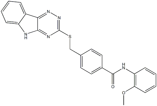 N-(2-methoxyphenyl)-4-[(5H-[1,2,4]triazino[5,6-b]indol-3-ylsulfanyl)methyl]benzamide Struktur