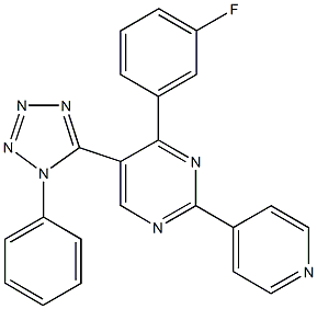 4-(3-fluorophenyl)-5-(1-phenyl-1H-tetraazol-5-yl)-2-(4-pyridinyl)pyrimidine Struktur