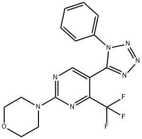 4-[5-(1-phenyl-1H-tetraazol-5-yl)-4-(trifluoromethyl)-2-pyrimidinyl]morpholine Struktur