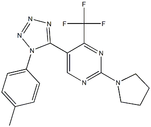 5-[1-(4-methylphenyl)-1H-tetraazol-5-yl]-2-(1-pyrrolidinyl)-4-(trifluoromethyl)pyrimidine Struktur