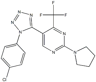 5-[1-(4-chlorophenyl)-1H-tetraazol-5-yl]-2-(1-pyrrolidinyl)-4-(trifluoromethyl)pyrimidine Struktur