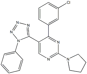 4-(3-chlorophenyl)-5-(1-phenyl-1H-tetraazol-5-yl)-2-(1-pyrrolidinyl)pyrimidine Struktur