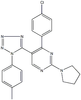 4-(4-chlorophenyl)-5-[1-(4-methylphenyl)-1H-tetraazol-5-yl]-2-(1-pyrrolidinyl)pyrimidine Struktur