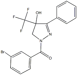 1-(3-bromobenzoyl)-3-phenyl-4-(trifluoromethyl)-4,5-dihydro-1H-pyrazol-4-ol Struktur