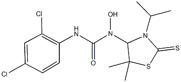 N'-(2,4-dichlorophenyl)-N-hydroxy-N-(3-isopropyl-5,5-dimethyl-2-thioxo-1,3-thiazolidin-4-yl)urea Struktur