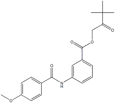 3,3-dimethyl-2-oxobutyl 3-[(4-methoxybenzoyl)amino]benzoate Struktur