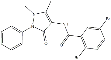 2,5-dibromo-N-(1,5-dimethyl-3-oxo-2-phenyl-2,3-dihydro-1H-pyrazol-4-yl)benzamide Struktur