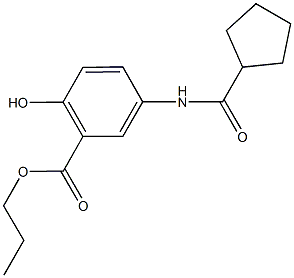 propyl 5-[(cyclopentylcarbonyl)amino]-2-hydroxybenzoate Struktur