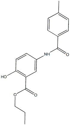 propyl 2-hydroxy-5-[(4-methylbenzoyl)amino]benzoate Struktur