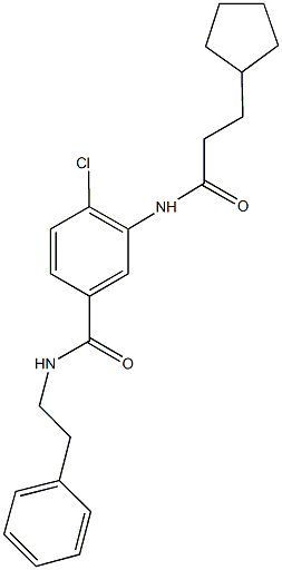 4-chloro-3-[(3-cyclopentylpropanoyl)amino]-N-(2-phenylethyl)benzamide Struktur