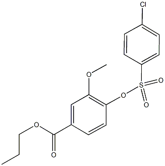 propyl 4-{[(4-chlorophenyl)sulfonyl]oxy}-3-methoxybenzoate Struktur