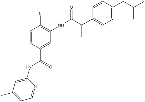 4-chloro-3-{[2-(4-isobutylphenyl)propanoyl]amino}-N-(4-methyl-2-pyridinyl)benzamide Struktur