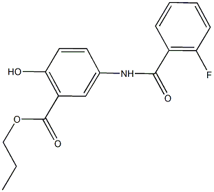 propyl 5-[(2-fluorobenzoyl)amino]-2-hydroxybenzoate Struktur